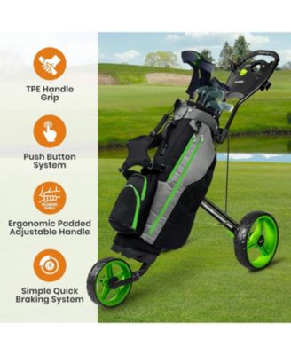 Foldable 3-Wheel Junior Golf Pull Cart with Scorecard Holder