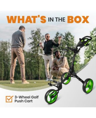 Foldable 3-Wheel Golf Push Cart with Scorecard Holder