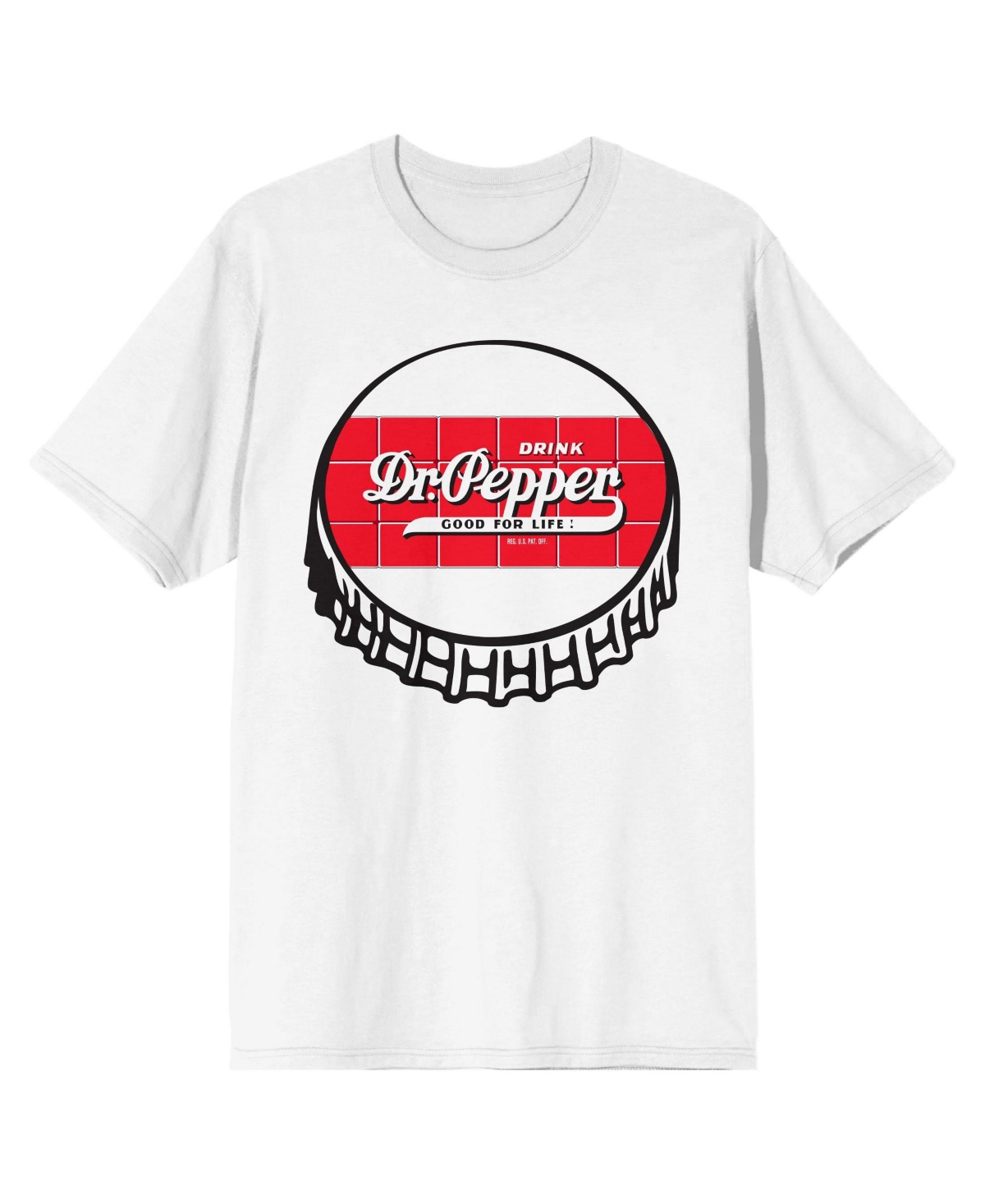 Men's Bottle Cap With Logo Crew Neck Short Sleeve White T-shirt-3XL - White