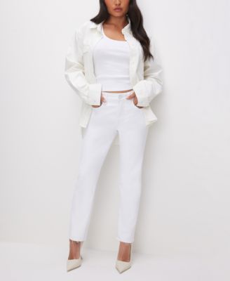 Good Petite Straight Raw Hem Jeans