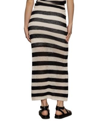 Women's Striped Mesh-Stitch Maxi Skirt