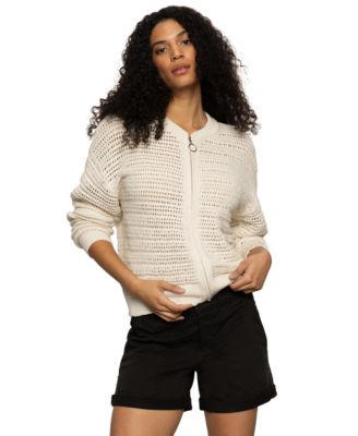 Women's Cotton Open-Knit Bomber Jacket