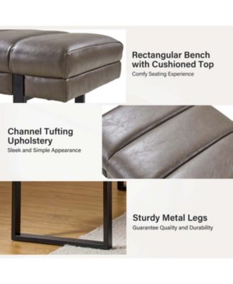 Mid-century Modern Laurens Upholstered Bench with Metal Legs