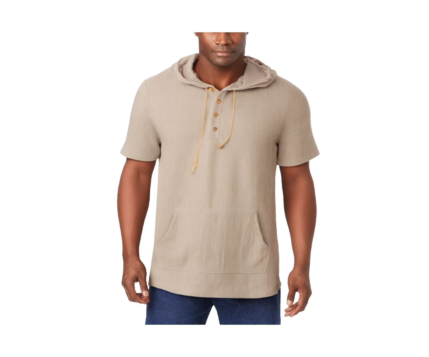 Tall Gauze Short-Sleeve Hoodie
