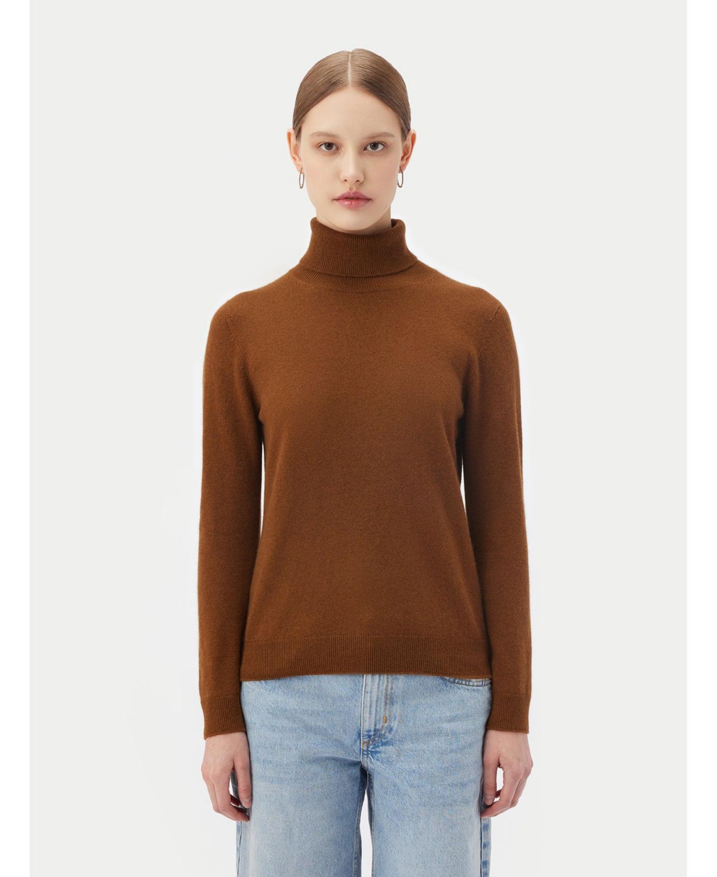 Женский свитер Gobi Cashmere Essential Cashmere Turtle Neck, цвет: Коричневый — фото 1