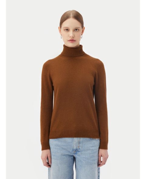 Женский свитер Gobi Cashmere Essential Cashmere Turtle Neck, цвет: Коричневый