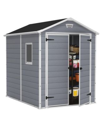 213413 Manor 6 X 8 Foot Resin All Weather Outdoor Tool Storage Shed, Grey