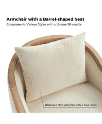 Single Piece solid Wood  Zacharie Farmhouse Rattan Armchair