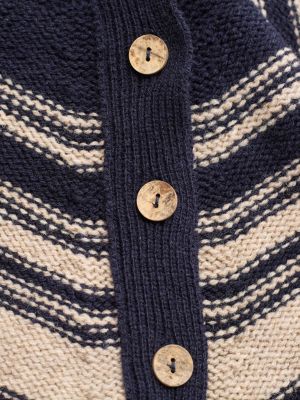 Women's Pure Wool Stripe Button Neck Sweater