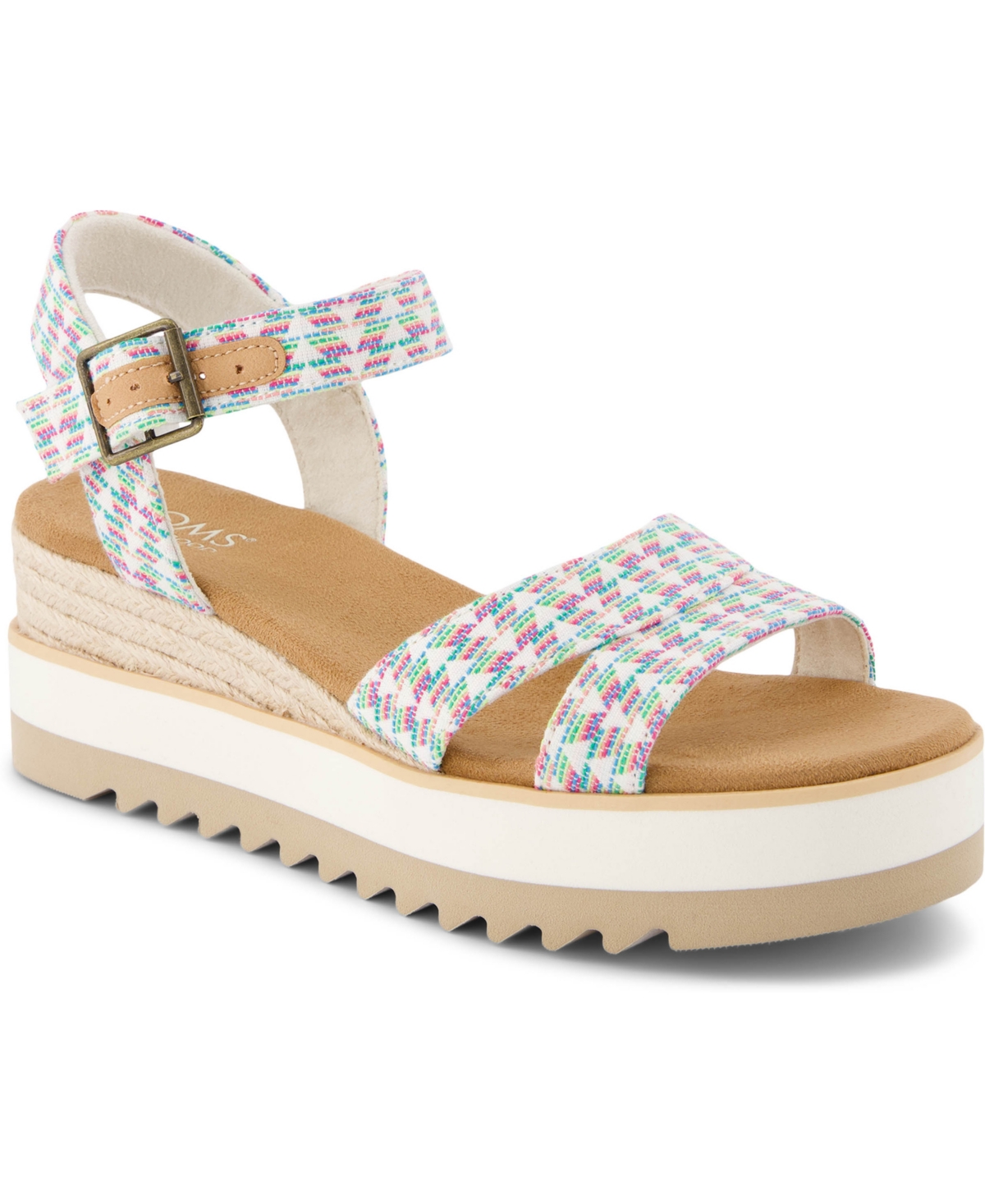Shop Toms Women's Louisa Platform Wedge Sandals In Multi Triangle Woven
