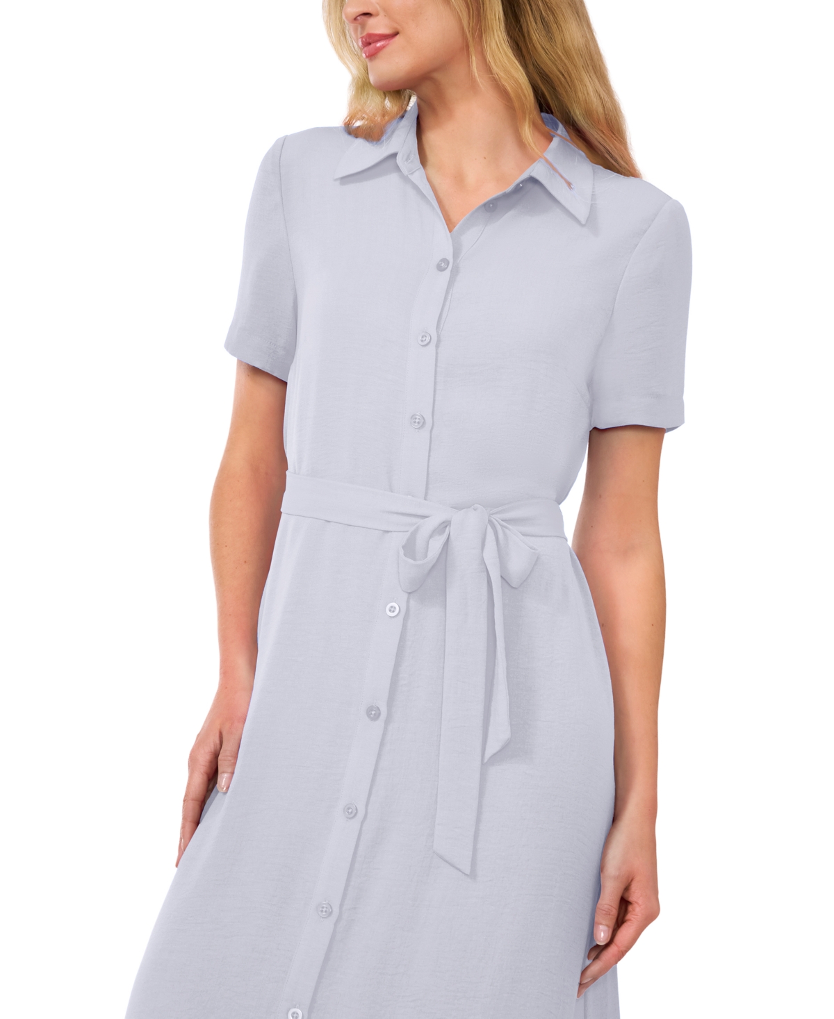 Cece Women's Short-sleeve Belted Midi Shirtdress