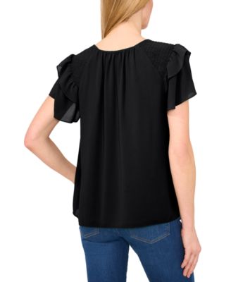 Women's Tie-Neck Tiered-Ruffle-Sleeve Blouse