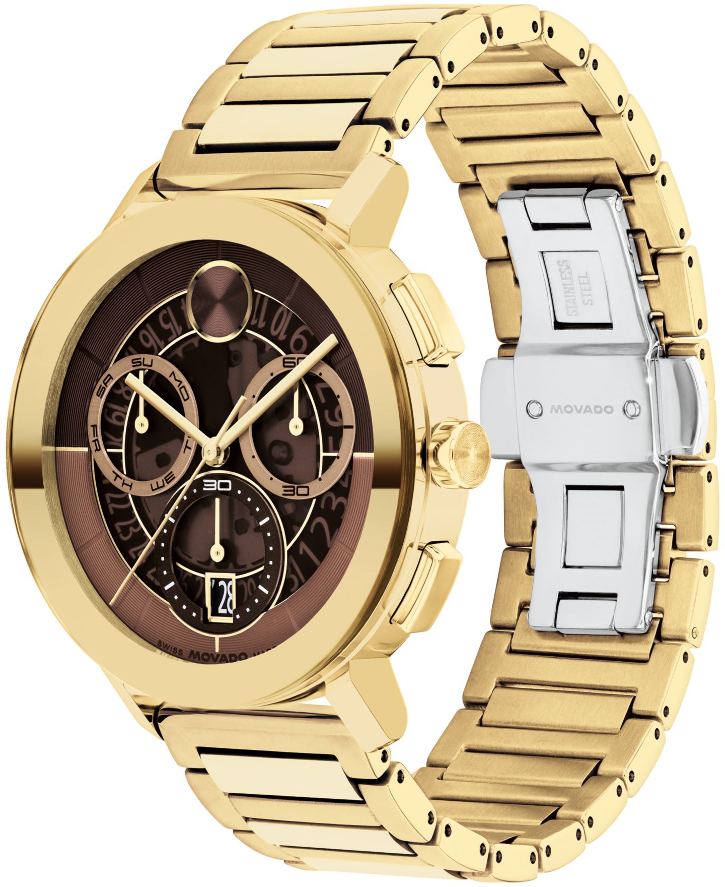 Мужские часы Movado Bold Evolution 2.0 Swiss Quartz Chrono Ionic Plated Light Gold Steel Watch, 42mm — фото 2