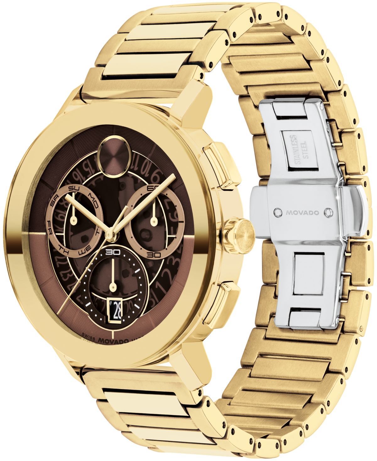 Movado Men's Bold Evolution 2.0 Swiss Quartz Chrono Ionic Plated Light Gold Steel Watch, 42mm In Gold-tone