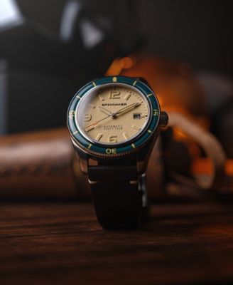 Men's Fleuss Automatic Brown Leather Strap Watch, 43mm