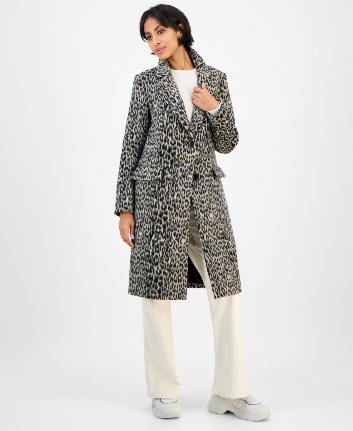 Bcbgmaxazria Plus Size Single-breasted Coat In Brown