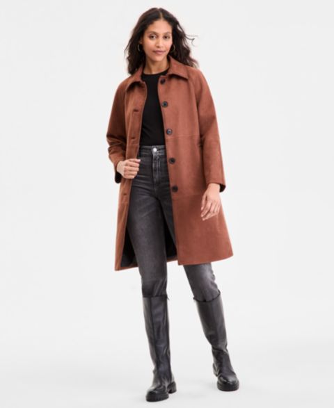 Женские куртки BCBGMAXAZRIA Women's Button-Front Faux-Suede Jacket