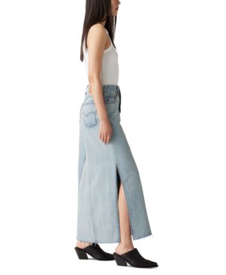 Levi's Women's Cotton Iconic Side-Slit Maxi Skirt - Macy's
