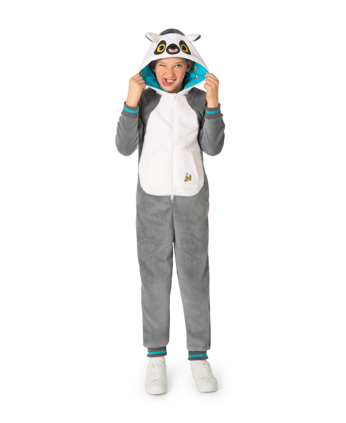 Opposuits Little And Big Boys Lemur Onesie In Gray,white