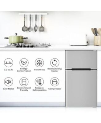 3.2 Cu Ft Mini Fridge with Freezer — Double Door, Adjustable Removable Shelves — Ideal for Basement, Apartment, Dorm, or Office