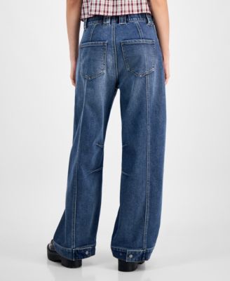 Juniors' Wide Barrel-Leg Jeans