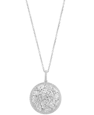 EFFY&reg; Lab Grown Diamond Mixed Cut Cluster Pendant Necklace (3-1/4 ct. t.w.) in 14k White Gold, 17" + 1" extender