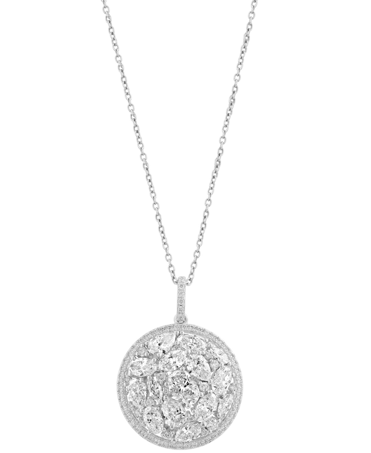 Effy Collection Effy Lab Grown Diamond Mixed Cut Cluster Pendant Necklace (3-1/4 Ct. T.w.) In 14k White Gold, 17" + 