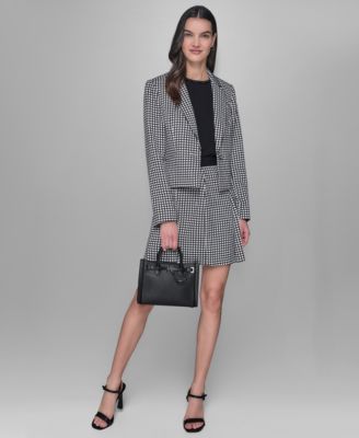 KARL LAGERFELD WOMENS SLEEVELESS TOP ONE BUTTON BLAZER PLEATED MINI SKIRT 