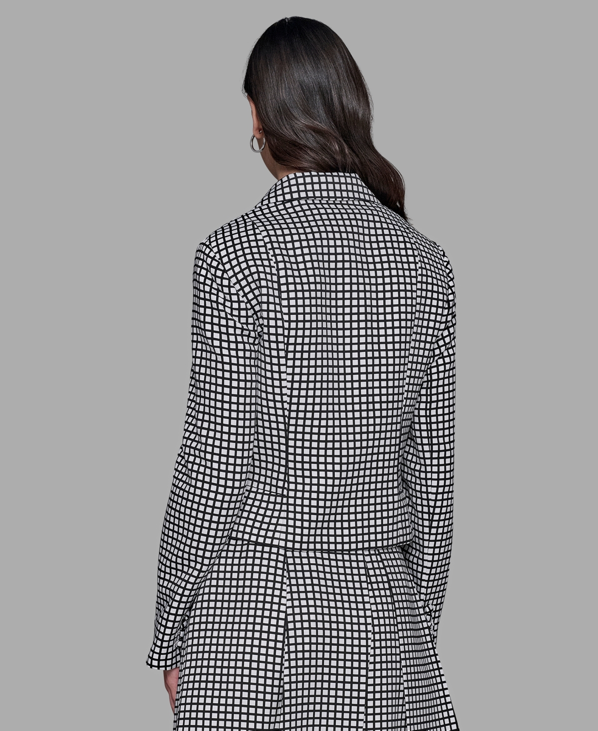 KARL LAGERFELD WOMEN'S CHECK PRINT ONE-BUTTON BLAZER 