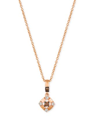 Le Vian - Chocolate Diamond & Nude Diamond Halo 18" Pendant Necklace (1/8 ct. t.w.) in 14k Rose Gold