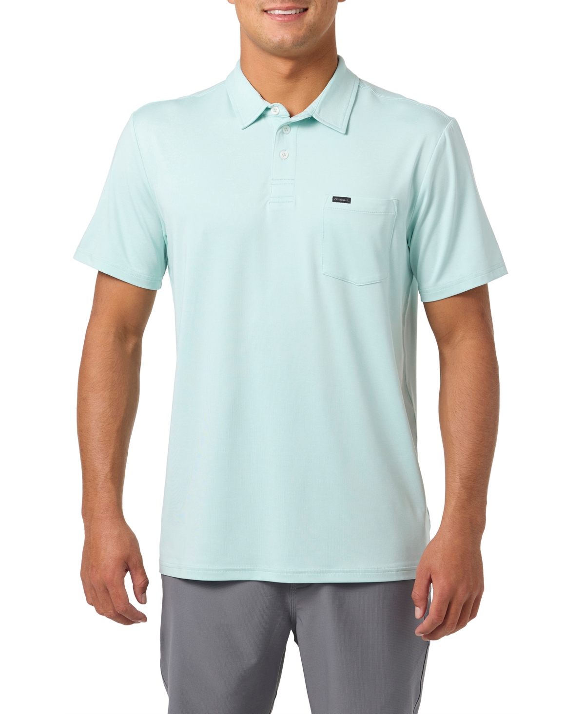 Men's Traveler Upf Polo Shirt - Heather pastel turquoise
