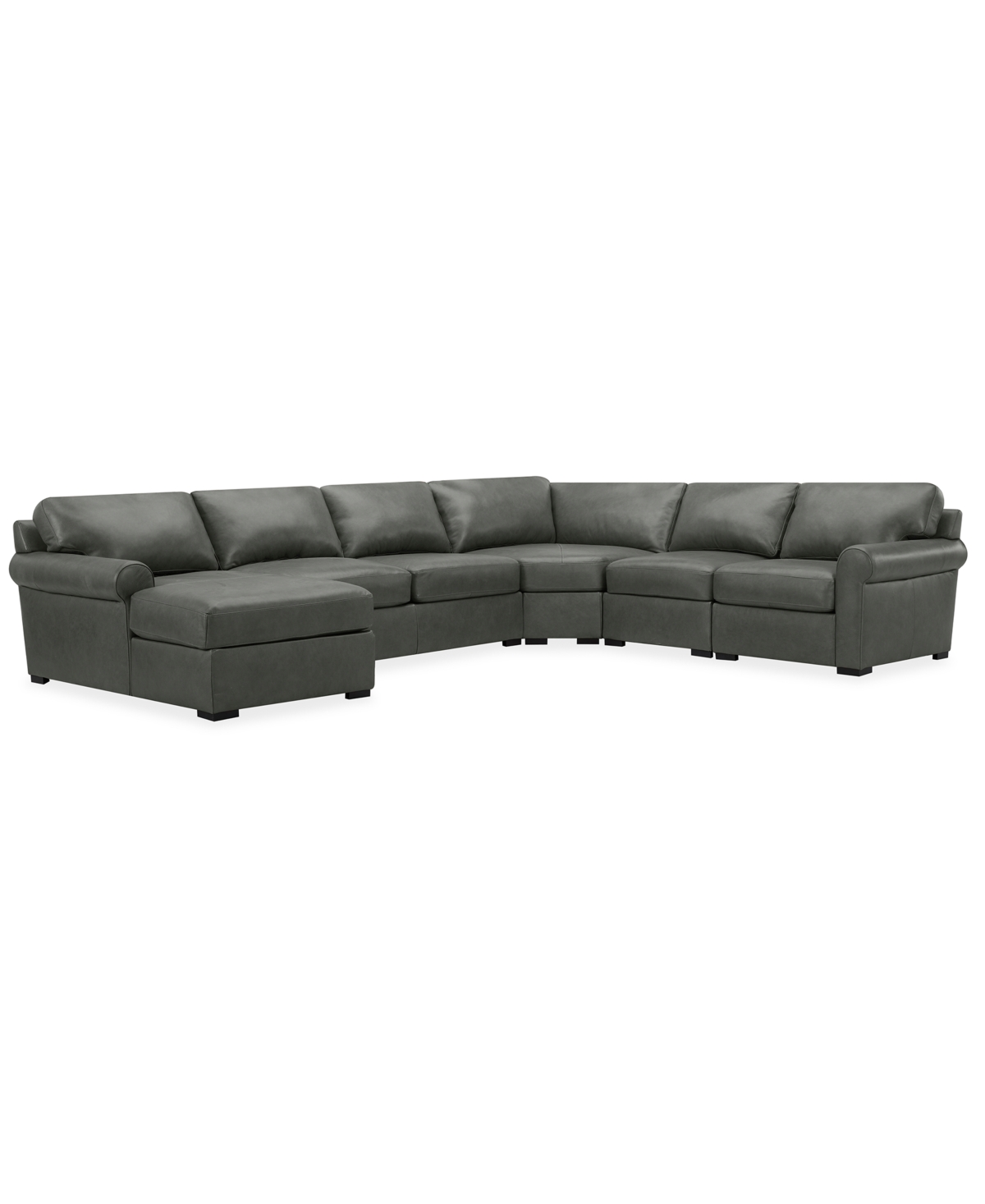 Macy's Radley Roll Arm 152" 5-pc. Leather Wedge Corner Chaise Sectional, Exclusively At
