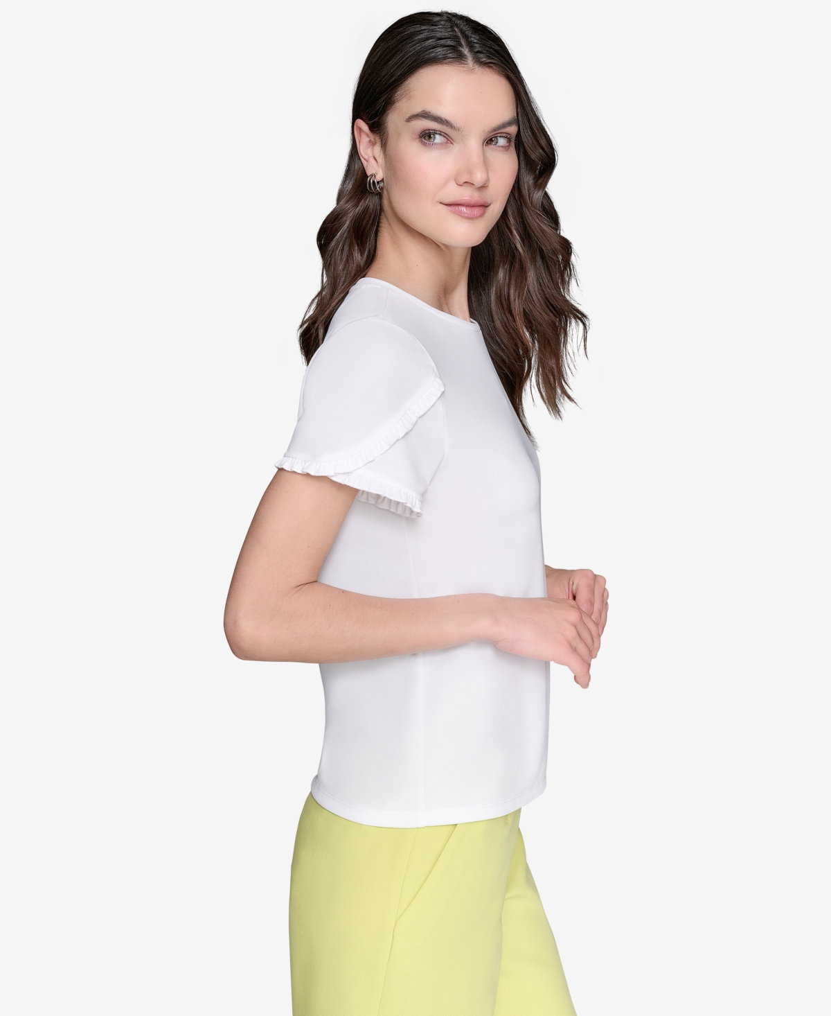 Karl Lagerfeld Women's Crewneck Tulip-sleeve Blouse