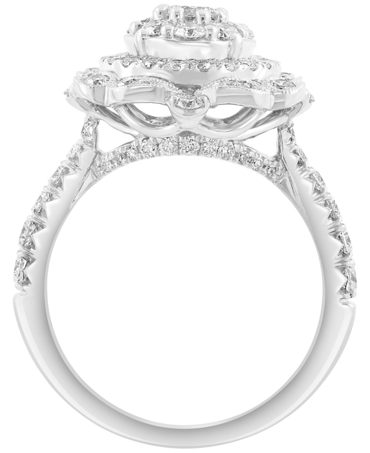 Effy Collection Effy Diamond Flower Cluster Milgrain Bead Ring (1-1/3 Ct. T.w.) In 14k White Gold