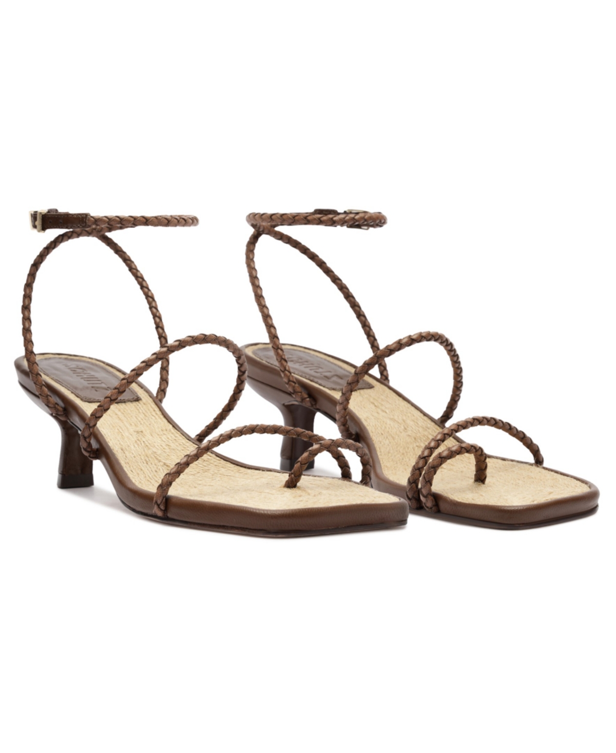 Shop Schutz Women's Kaya Straw Mid Stiletto Heel Sandals In Brown