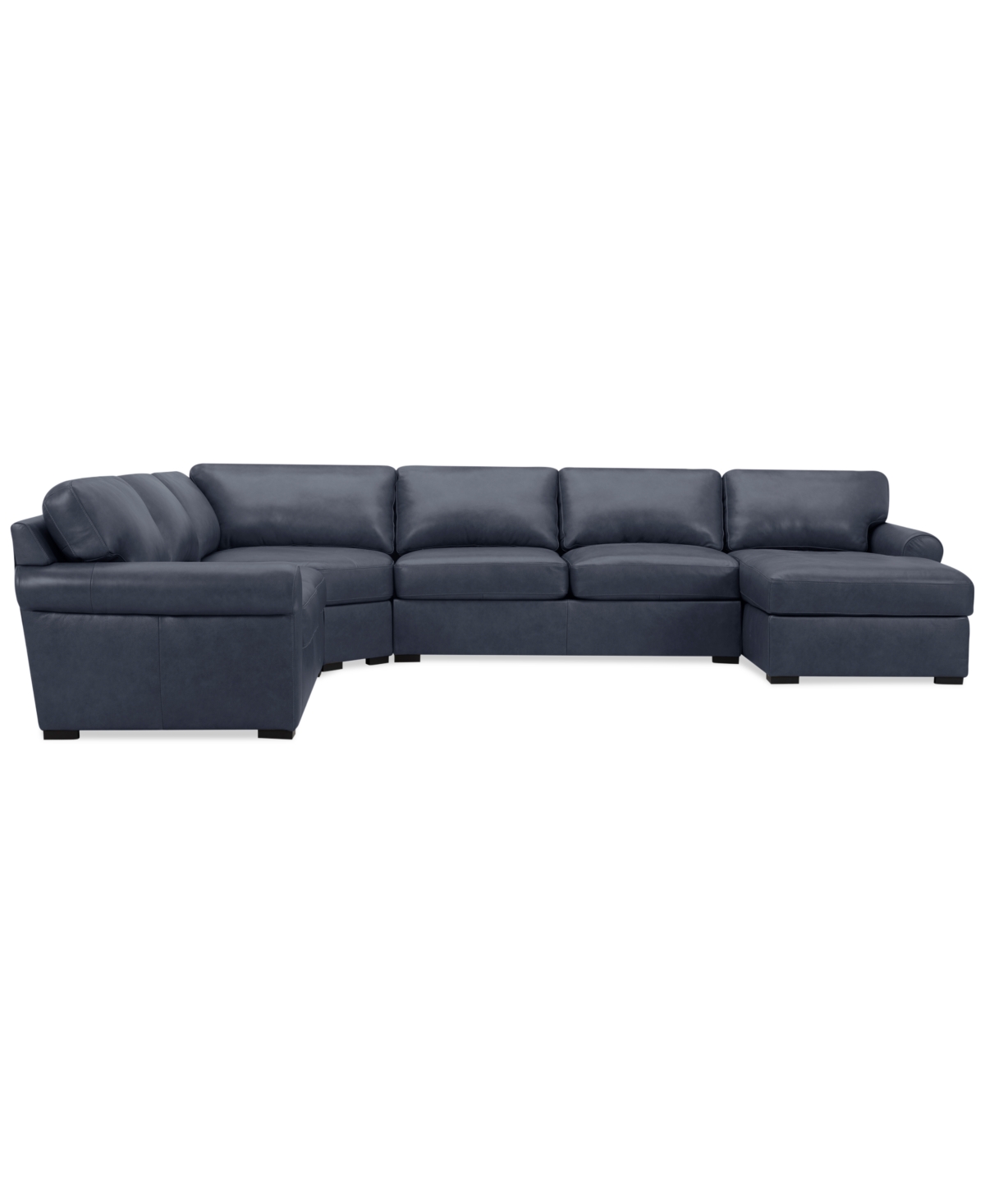 Macy's Radley Roll Arm 152" 5-pc. Leather Wedge Corner Chaise Sectional, Exclusively At