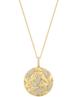 EFFY&reg; Diamond & Polished Navette Cluster Pendant Necklace (1/2 ct. t.w.) in 14k Gold, 17" + 1" extender
