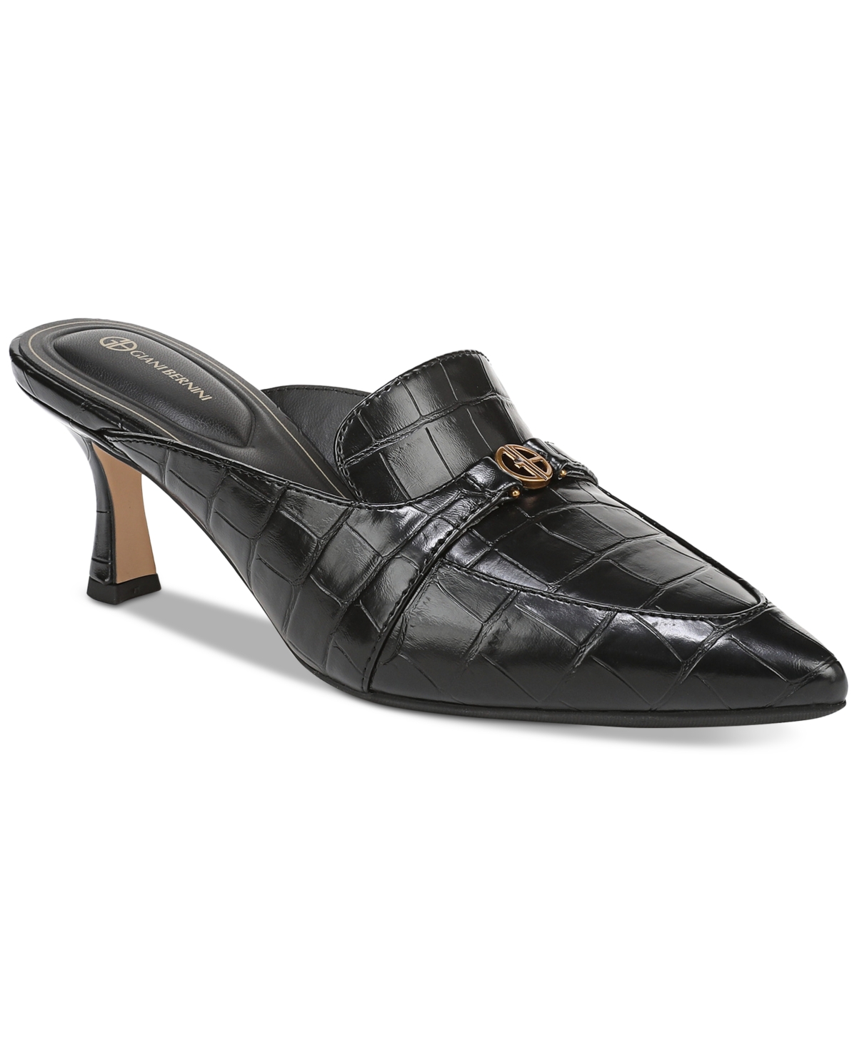 Giani Bernini Women's Britaa Croco Kitten Heel Mules, Created For Macy's In Black
