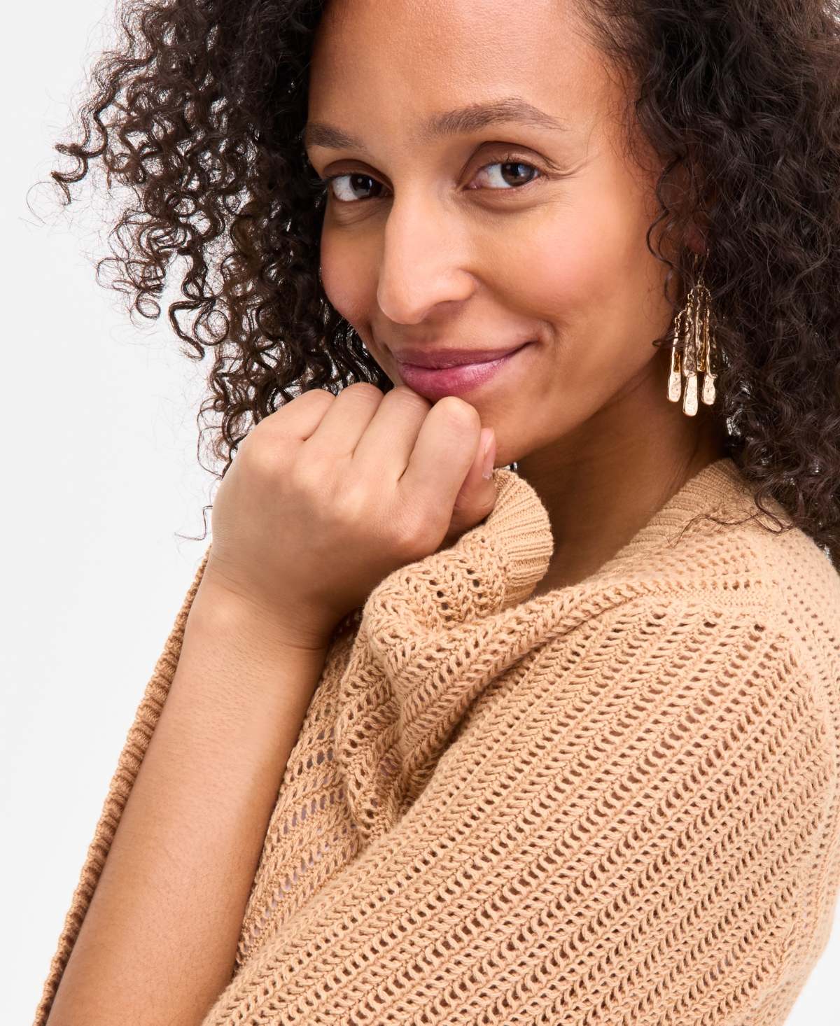 Style & Co Women's Cotton Open-front Elbow-sleeve Cardigan, Exclusively At Macy's