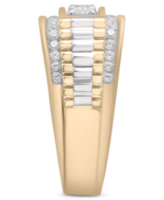 Men's Diamond Two-Tone Statement Ring (1 ct. t.w.) in 10k Gold