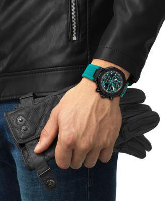 Men's Swiss Chronograph T-Race Green Silicone Strap Watch 45mm 