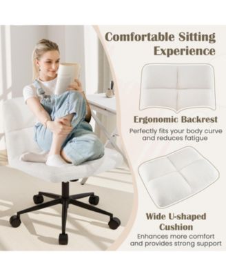 Cross Legged Chair with Wheels with Padded Seat Adjustable Height for Bedroom Study