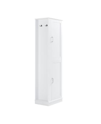 Tall Bathroom Storage Cabinet, Freestanding Storage Cabinet with Hook and Adjustable Shelf, MDF Board, White