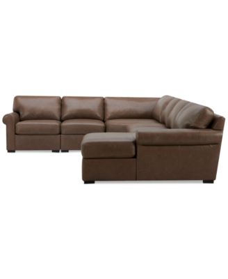 Radley Roll Arm 145" 6-Pc. Leather Wedge Corner Chaise Sectional, Exclusively at Macy's