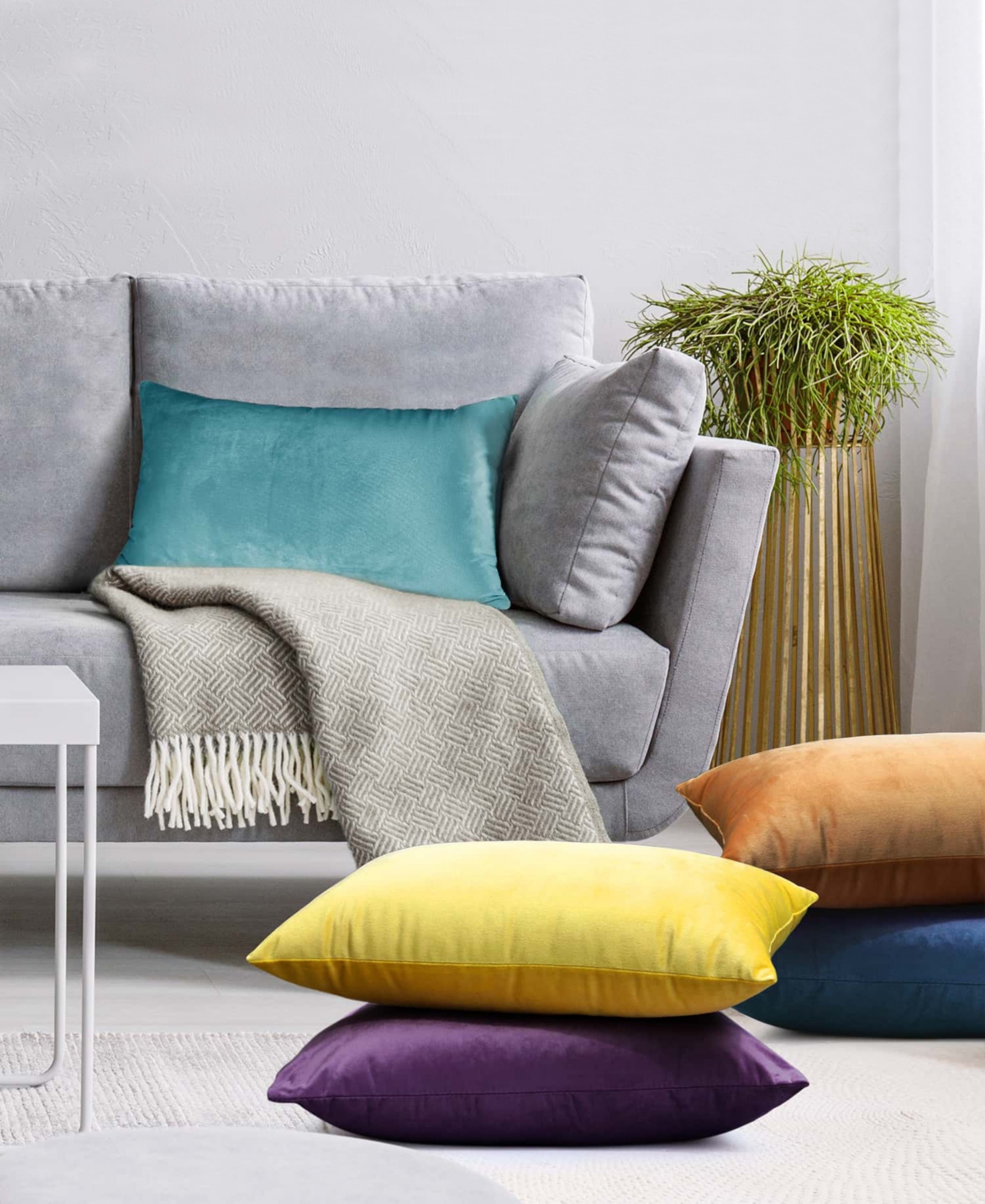 Nestl Elegant 2-pack Velvet Decorative Throw Pillows With Removeable Covers, 12" X 20" In Rust