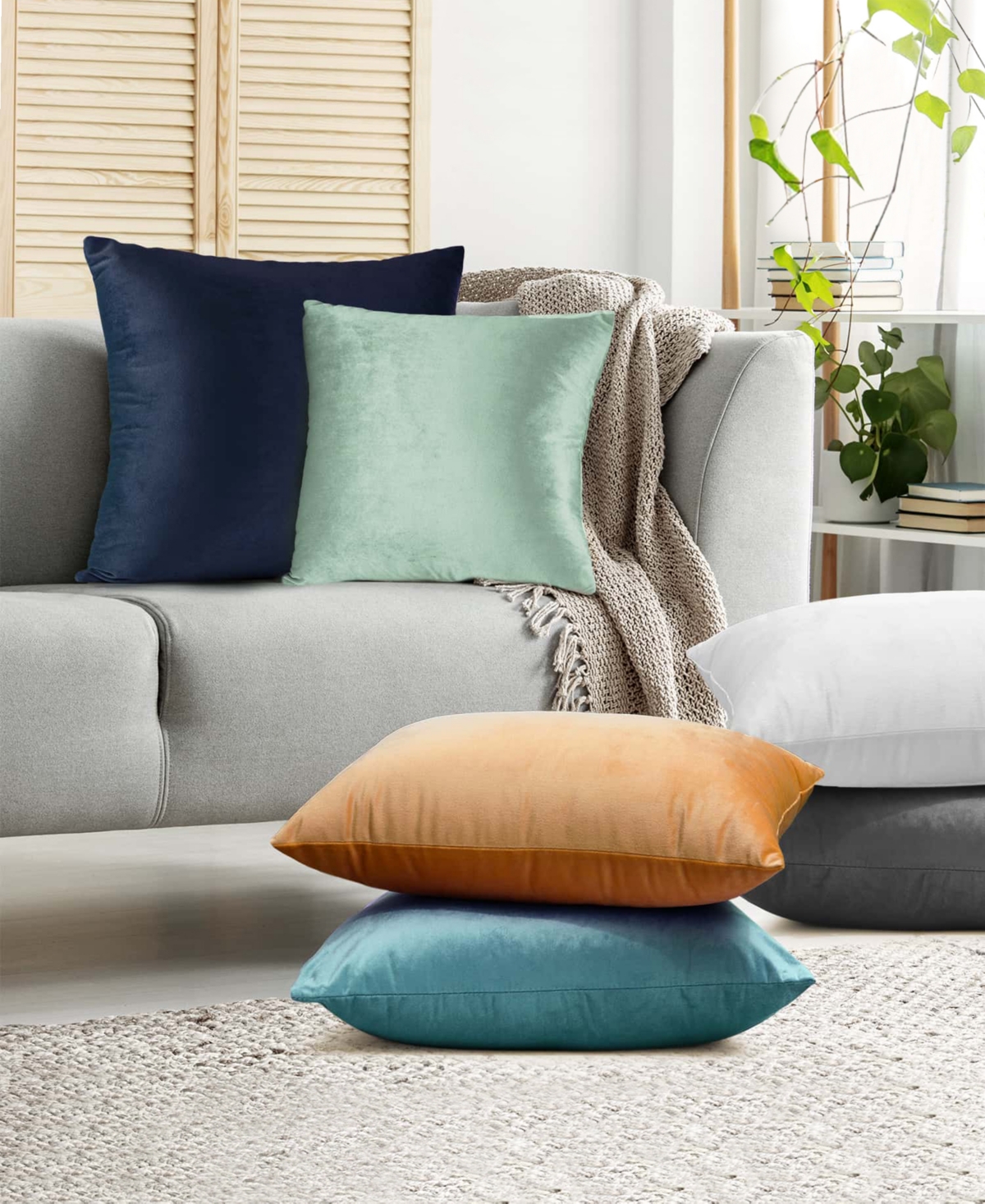 Nestl Elegant 2-pack Velvet Decorative Throw Pillows With Removeable Covers, 18" X 18" In Sage Green