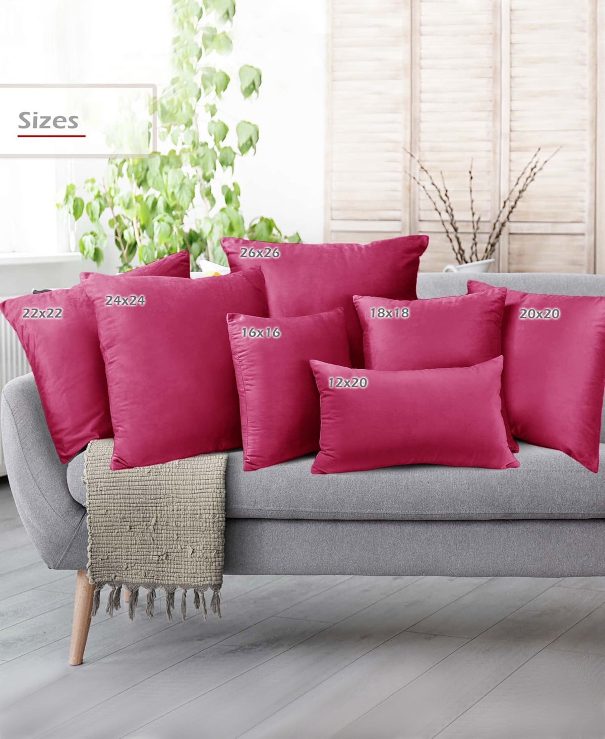 Nestl Elegant 2-pack Velvet Decorative Throw Pillows With Removeable Covers, 24" X 24" In Hot Pink