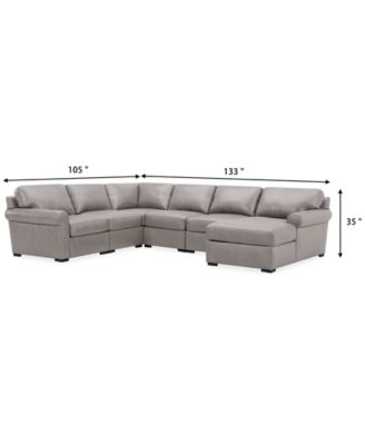 Radley Roll Arm 145" 6-Pc. Leather Wedge Corner Chaise Sectional