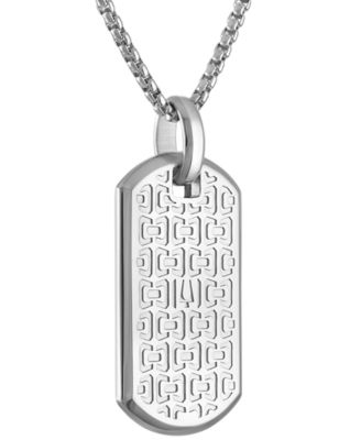 Men's Icon Meteorite Sterling Silver Dog Tag 26" Pendant Necklace