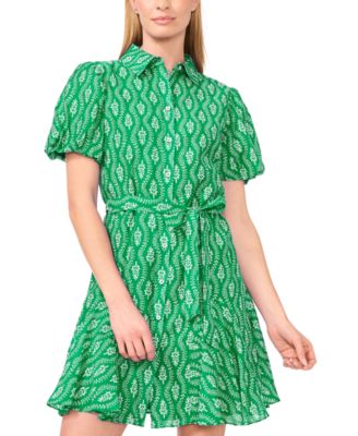 Women's Flowy Tie Waist Shirt Dress